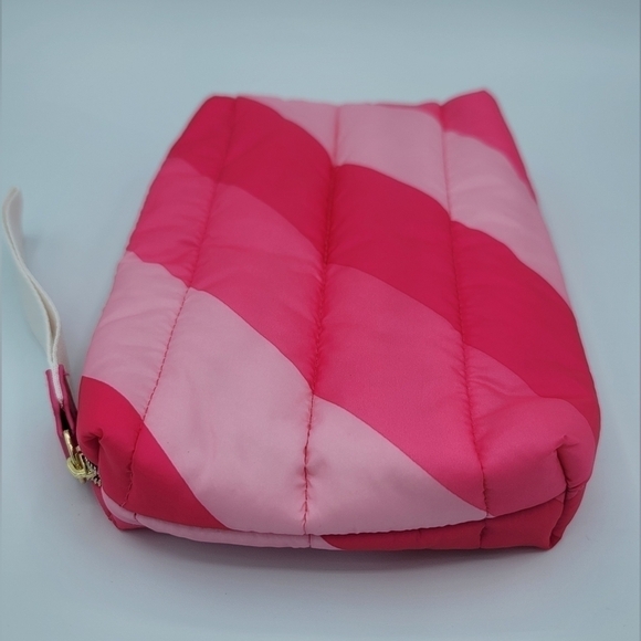 Estee Lauder Pink Stripe Puffy Cosmetic Case Clutch Wristlet #1275 - Picture 2 of 9